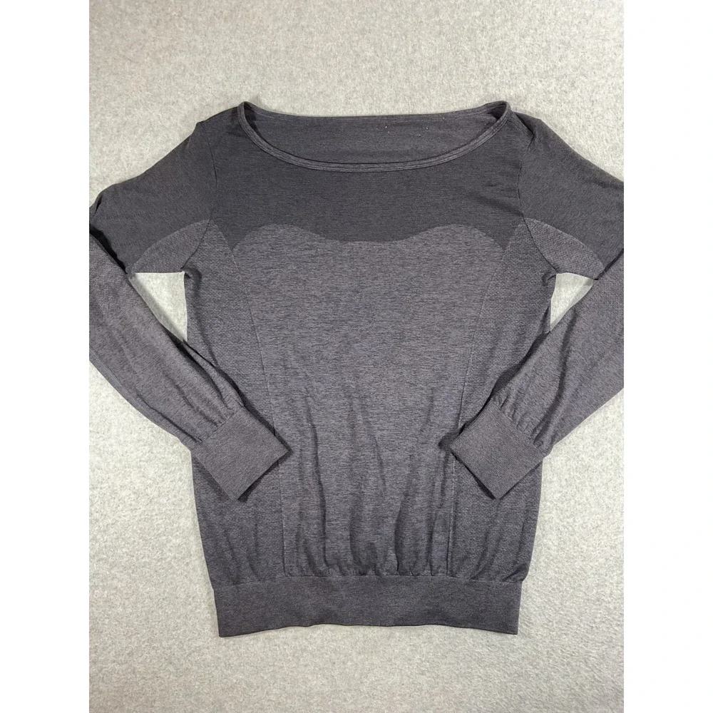 Nike Dri-FIT Womens Long Sleeve Training Top Gray Boat Neck Heather Small 1657